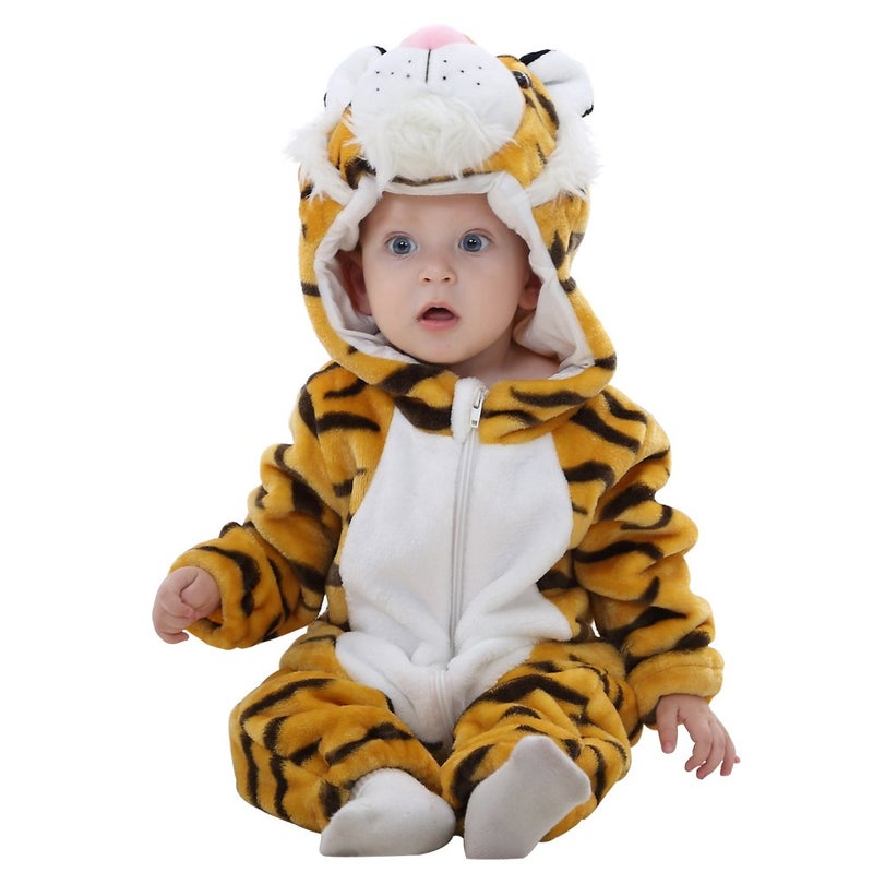 MICHLEY Unisex Baby Costume Winter and Autumn Flannel Romper for 18-24 Months, Animal Cosplay Jumpsuit White Size 100 - Image 1